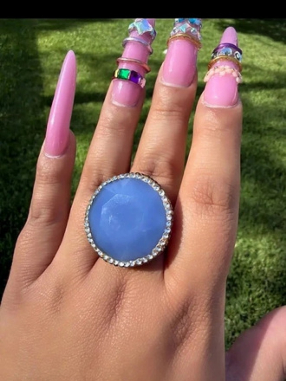 Denim Crystal Pave Ring New Adjustable